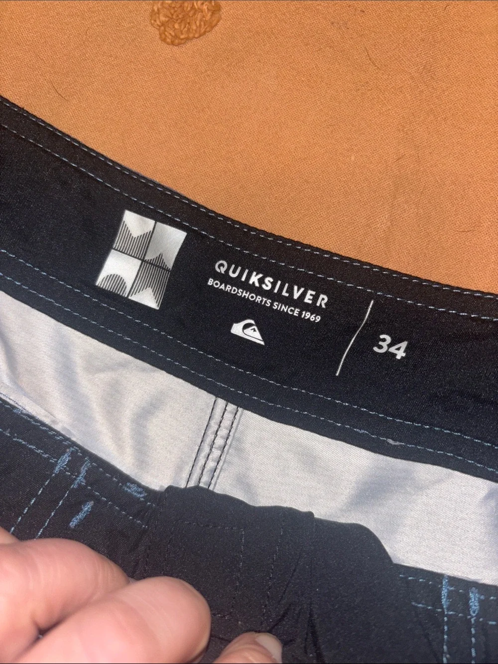 Quiksilver Blue and Black Striped Men’s Boardshorts